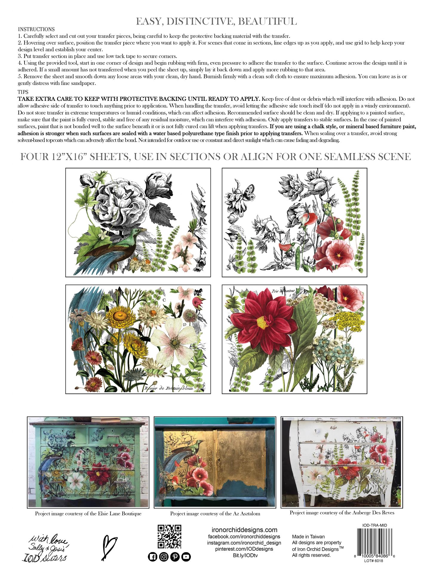 Midnight Garden IOD Transfer pad packaging BACK